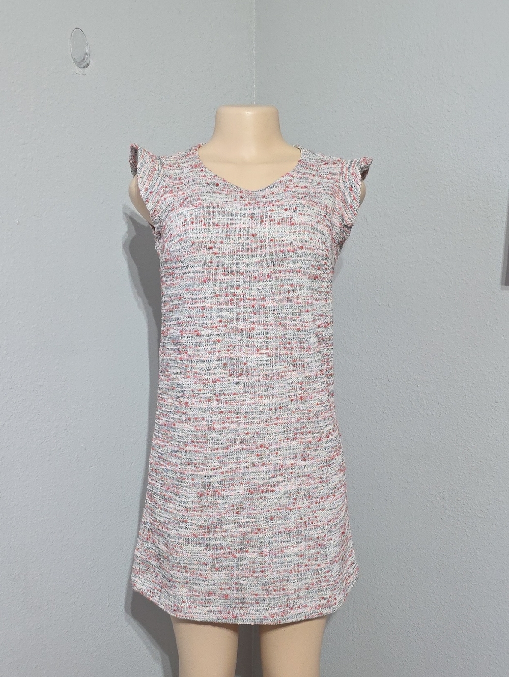 LOFT Multi Color Speckled Dress with Crew Neck Size 2P